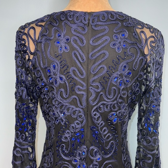 JS Collections Blue Lace Bell Sleeve Women’s Cocktail Dress Size 8 - Picture 9 of 15